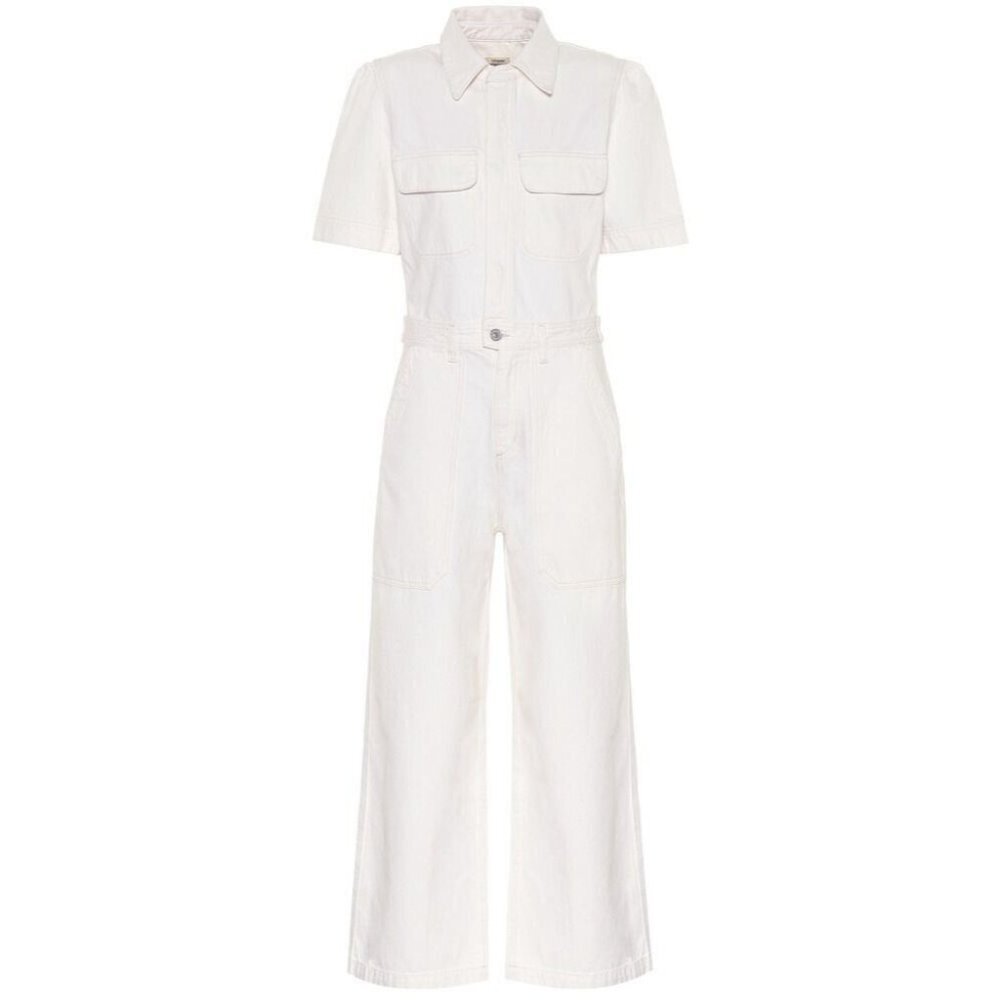 NWT Citizens of Humanity Miki in White Willow Denim Jean Wide Leg Jumpsuit 10